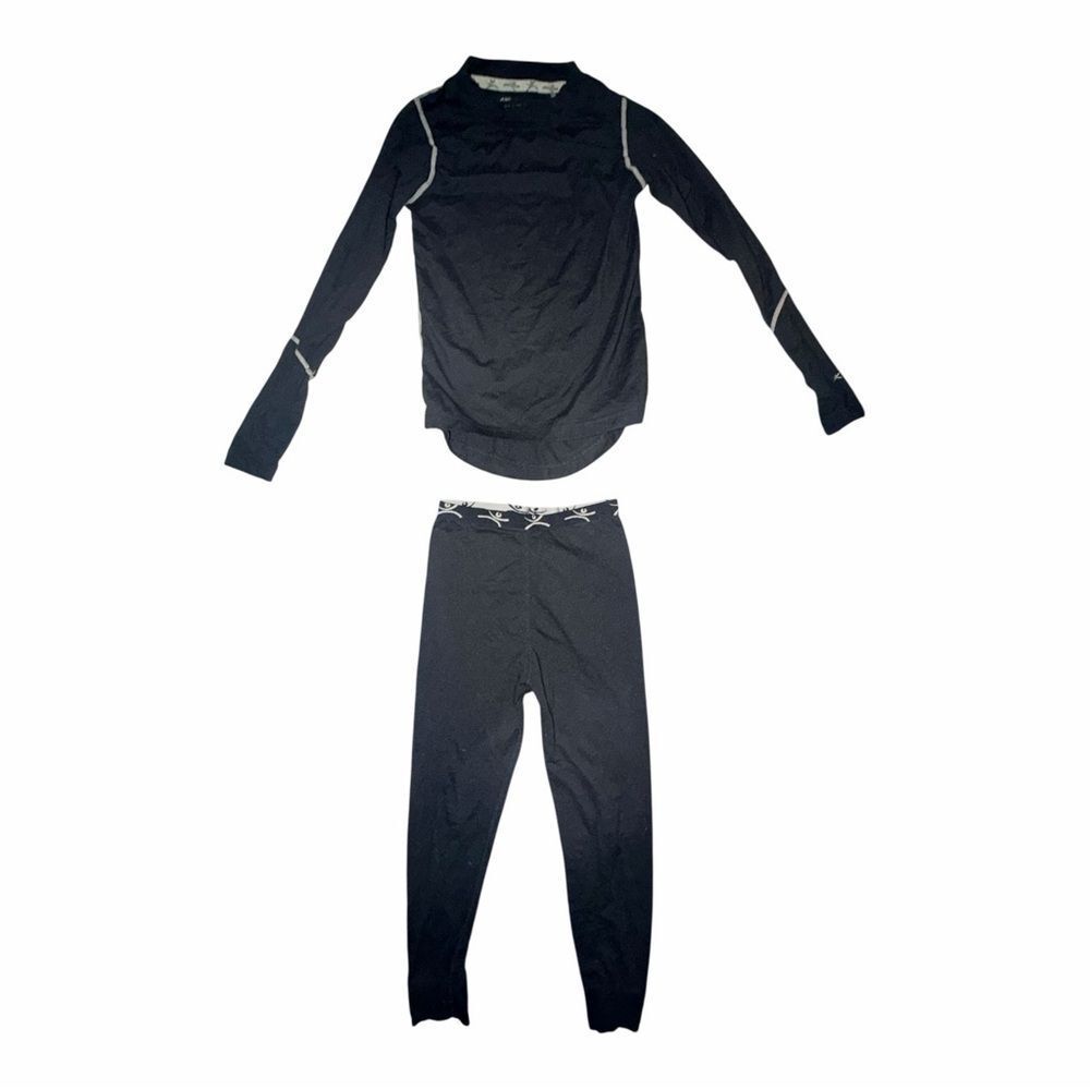 Terramar Boys XS Extra Small Black Long Underwear Base Layer Set Shirt Pants EUC